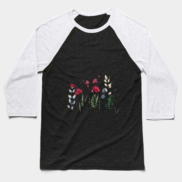 Watercolor Wild Flowers Baseball T-Shirt by madmonkey